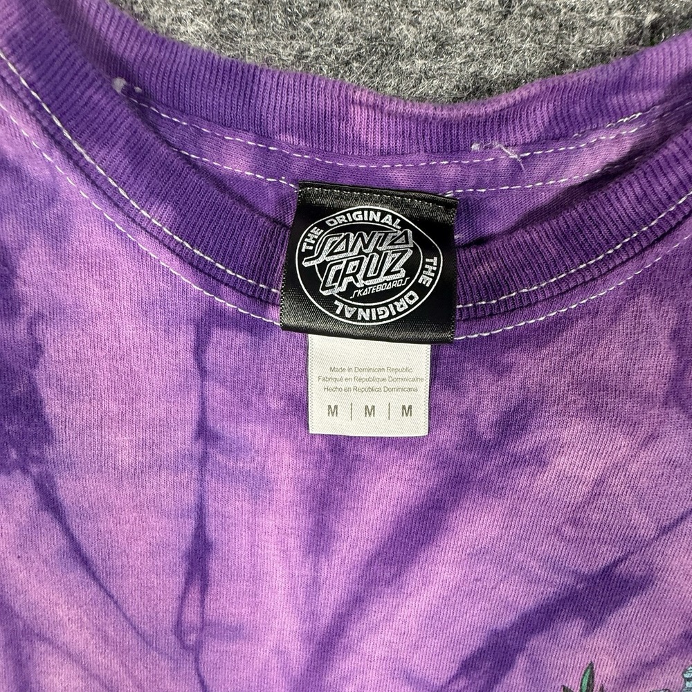 Santa Cruz Tie Dye Shirt Medium Purple Screaming Hand Hibiscus Floral Skater Y2K - Picture 3 of 5